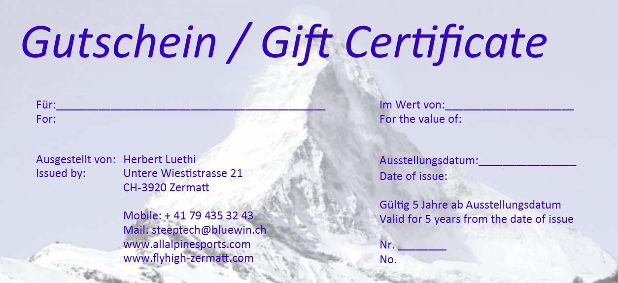 Gift Certificate Paragliding Zermatt